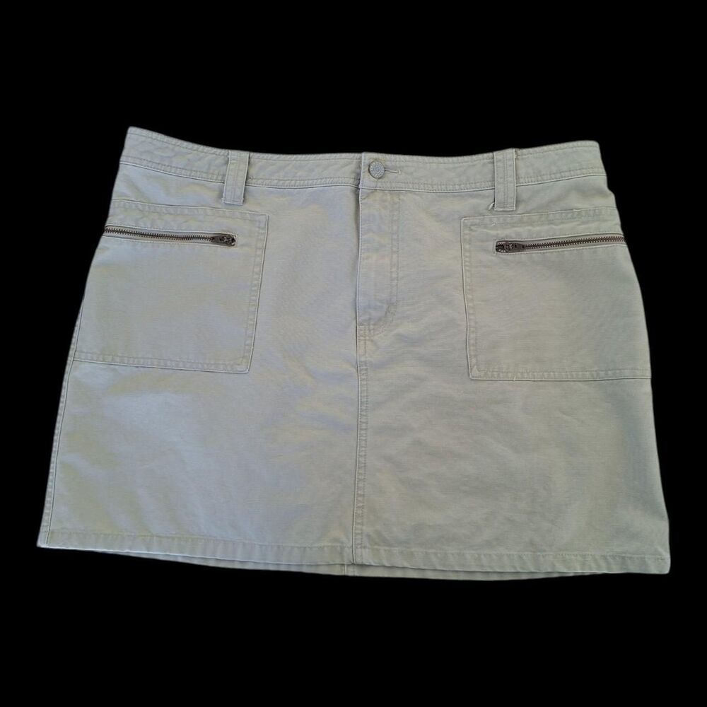 Old Navy Vintage Khaki Skirt 100% Cotton Zip Pockets size 16